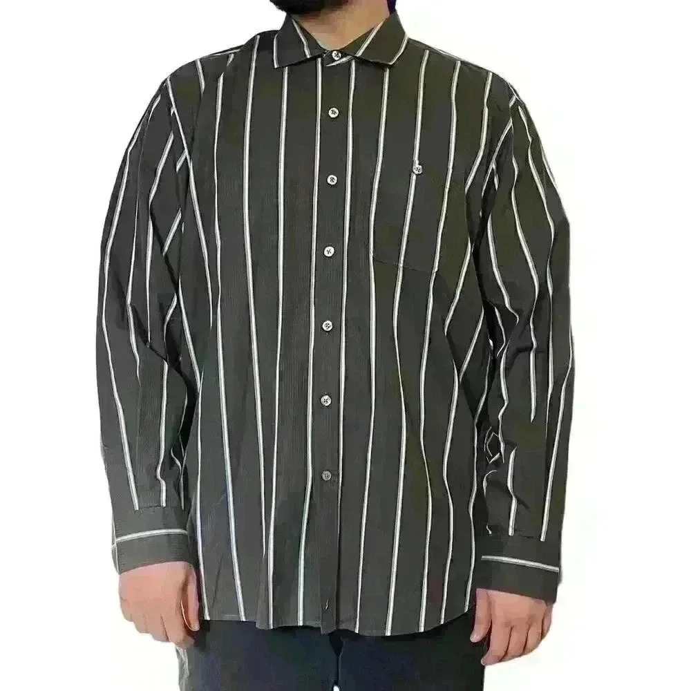 Tommy Bahama Dark Gray Striped Long Sleeve Button Down Shirt XXL